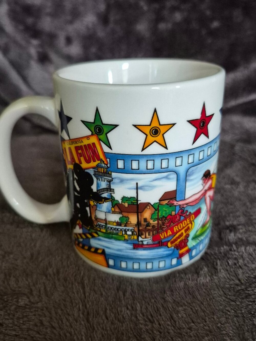 Vintage Colorful California LA Hollywood Beverly Hills 10oz Mug Cup Tea Coffee